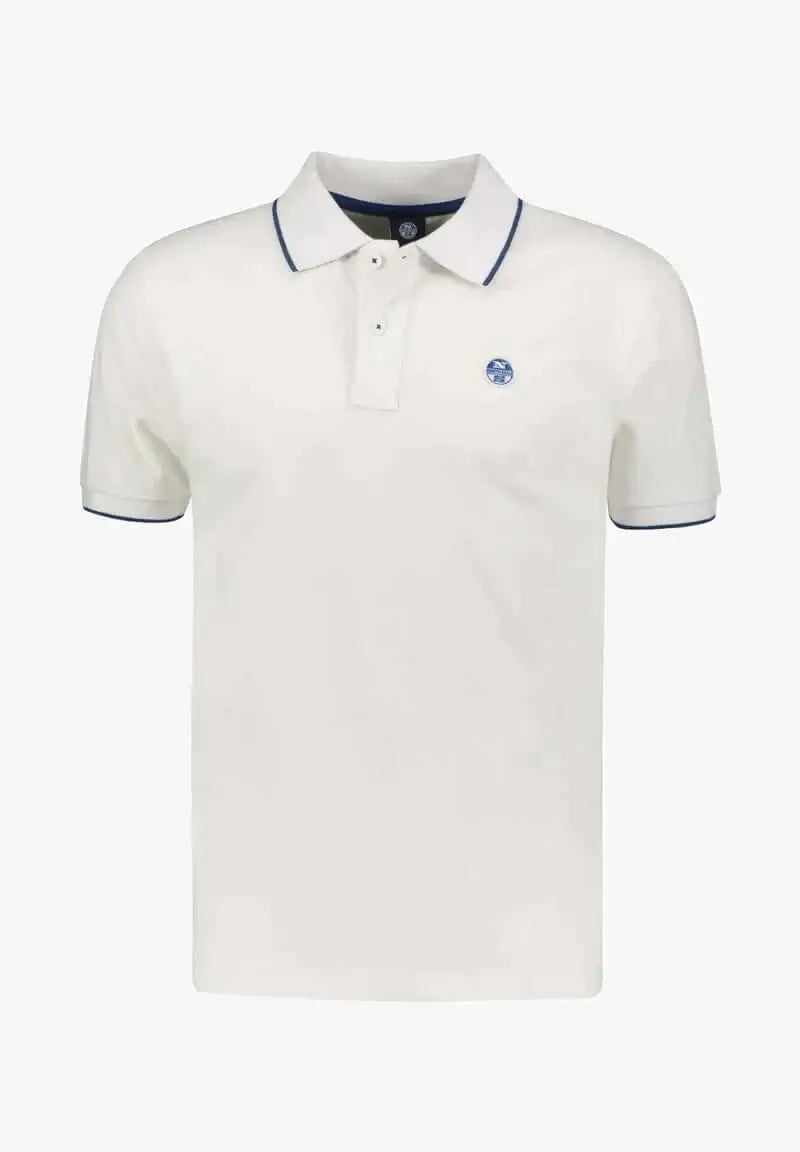 North Sails Polo White Blue Piping