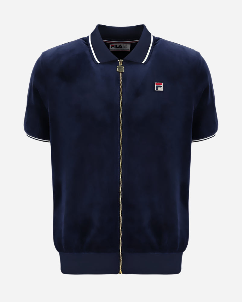 Fila TERRY Velour Zip-Through Polo Navy/Gardenia