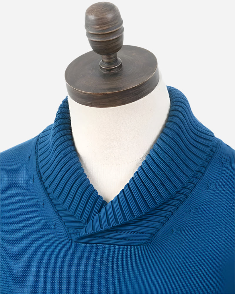 Art Gallery Clothing ADAMS Shawl Collar Knit Sailor Blue