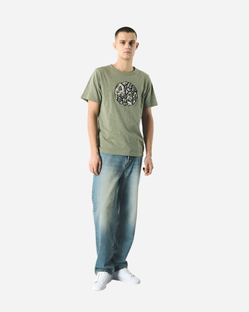 Pretty Green AQUARELLE Paisley Applique Logo T Shirt Green