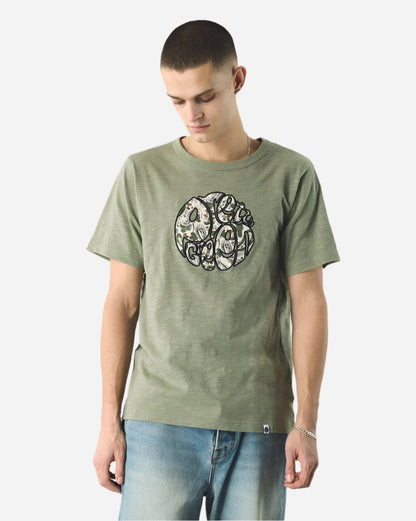 Pretty Green AQUARELLE Paisley Applique Logo T Shirt Green