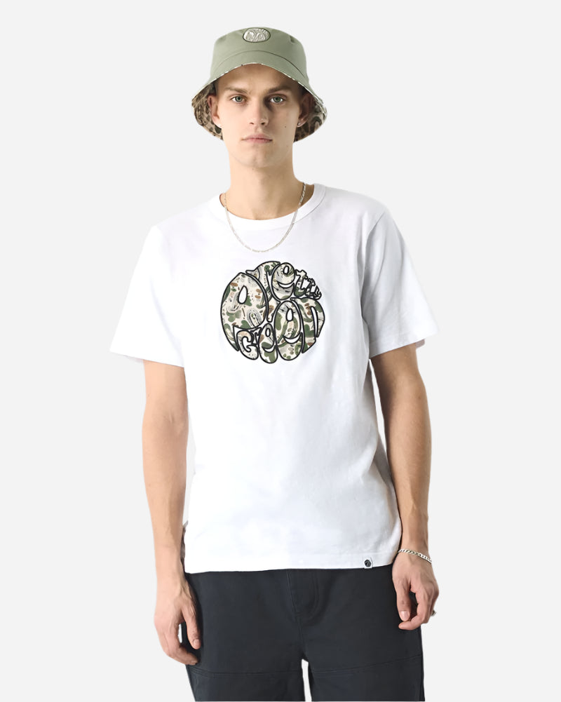 Pretty Green AQUARELLE Paisley Applique Logo T Shirt White