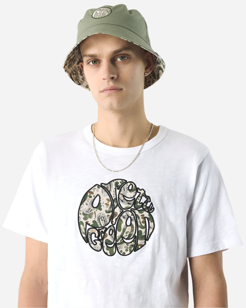 Pretty Green AQUARELLE Paisley Applique Logo T Shirt White