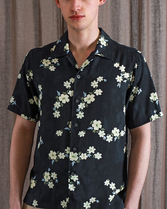 Far Afield BUSEY Shirt Floral Print Navy Iris Far Afield