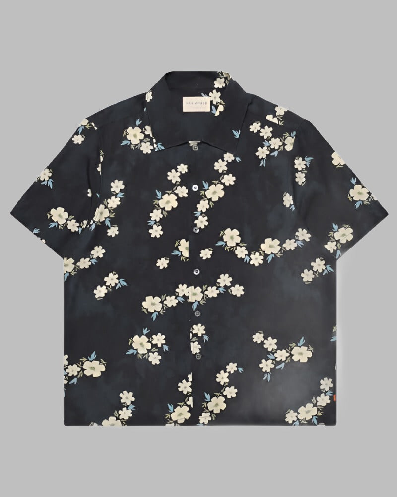 Far Afield BUSEY Shirt Floral Print Navy Iris Far Afield