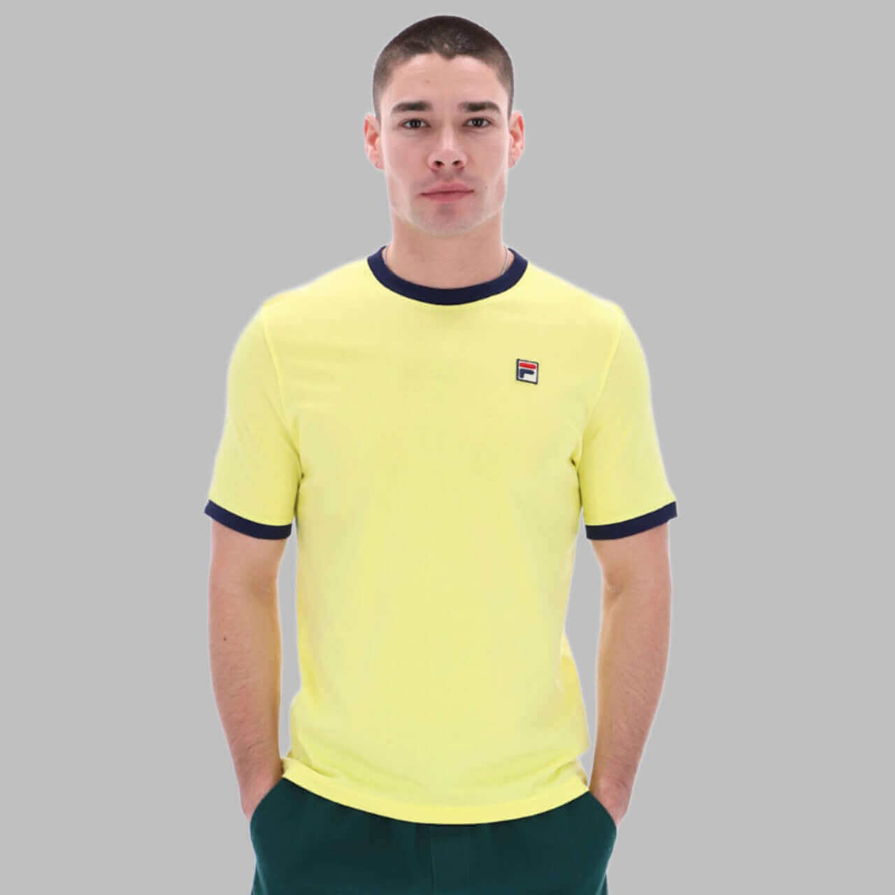 FILA Marconi Essential Ringer T Shirt Limelight/Navy FILA