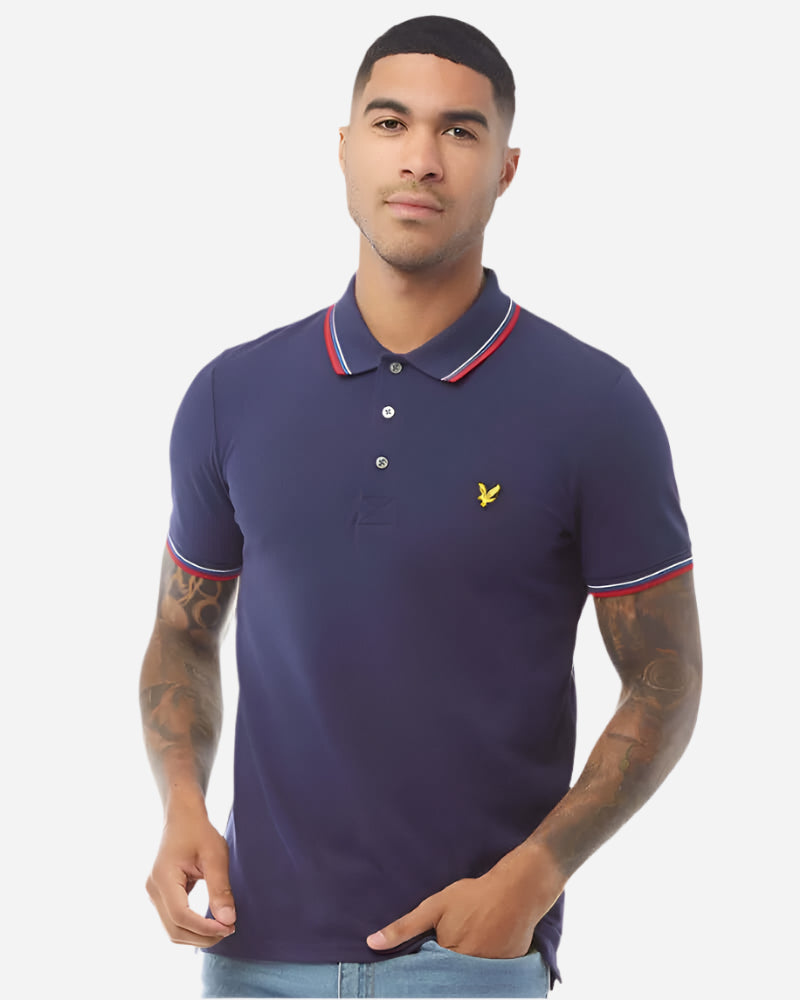 Lyle & Scott Tipped Polo Shirt Navy/Gala Red